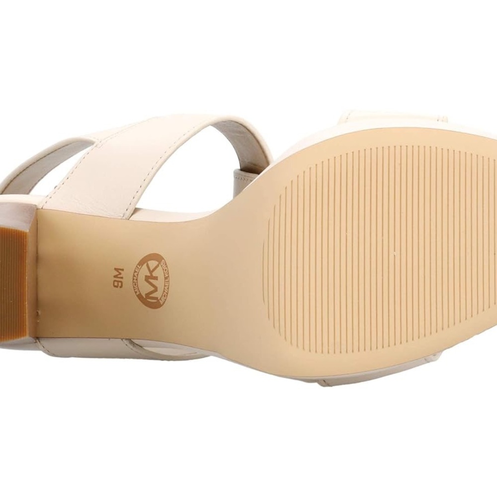 Michael Kors Becker T Strap cream,tan, brown 
Elegant Cream Block Heel Sandals - Picture 4 of 12